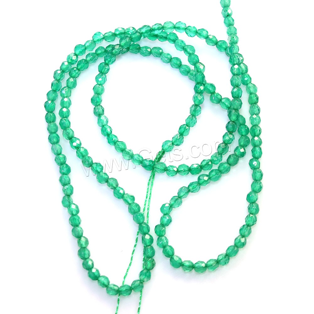 Natürliche grüne Achat Perlen, Grüner Achat, rund, verschiedene Größen vorhanden & facettierte, Bohrung:ca. 0.5mm, Länge:ca. 16 ZollInch, verkauft von Strang