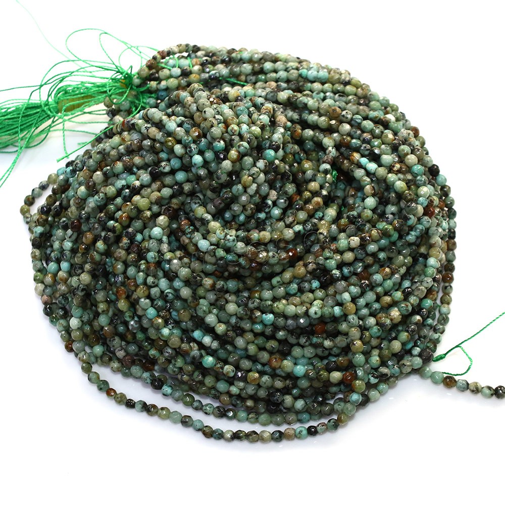Natural African Turquoise Beads, Round, different size for choice & faceted, Hole:Approx 0.5mm, Length:Approx 16 Inch, Sold By Strand