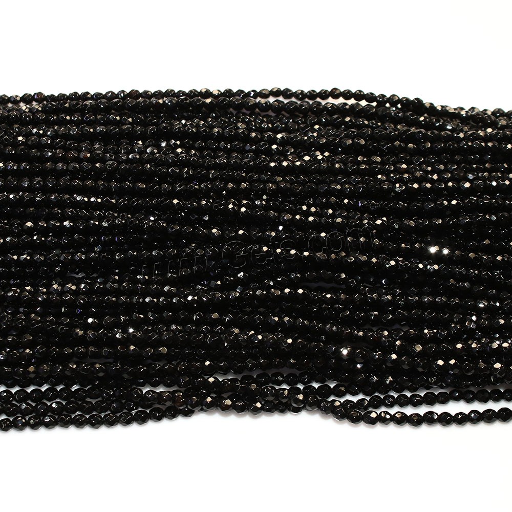 Natural Black Agate Beads, Round, different size for choice & faceted, Hole:Approx 0.5mm, Length:Approx 15.5 Inch, Sold By Strand