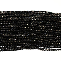 Natural Black Agate Beads, Round & faceted Approx 0.5mm Approx 15.5 Inch 
