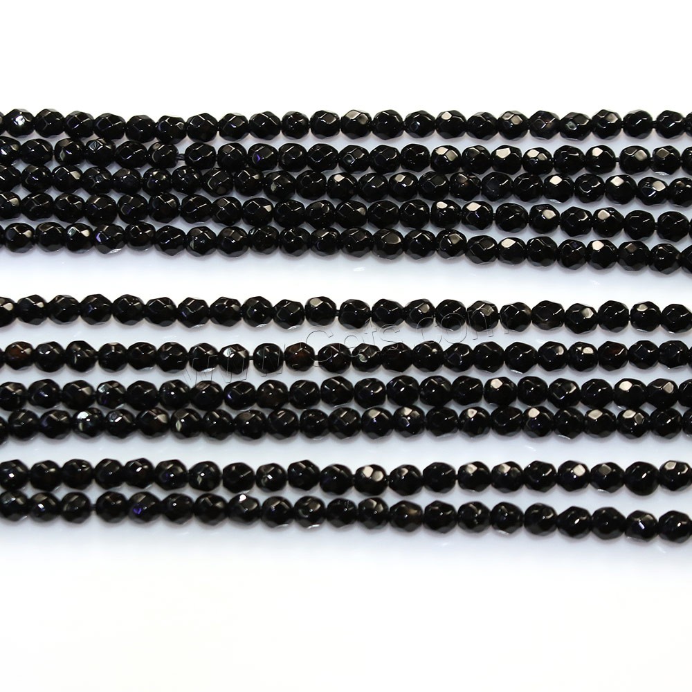 Бусины из натурального Черного Агата, Черный агат, Круглая, натуральный, разный размер для выбора & граненый, отверстие:Приблизительно 0.5mm, длина:Приблизительно 15.5 дюймовый, продается Strand