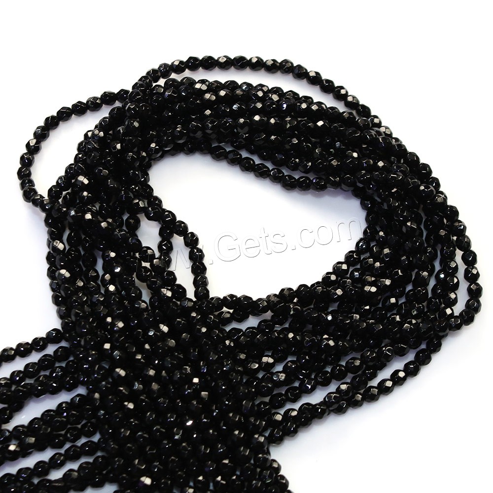 Natural Black Agate Beads, Round, different size for choice & faceted, Hole:Approx 0.5mm, Length:Approx 15.5 Inch, Sold By Strand