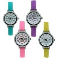 Women Wrist Watch, Silicone, with Glass & Zinc Alloy, platinum color plated, with rhinestone Approx 9 Inch 