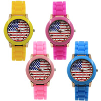 Women Wrist Watch, Silicone, with Glass & Zinc Alloy, plated, with rhinestone 40.5mm Approx 9.4 Inch 