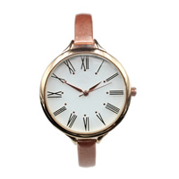 Women Wrist Watch, PU Leather, with Glass & Zinc Alloy, plated, 39mm Approx 8.8 Inch 