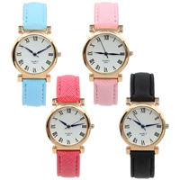 Women Wrist Watch, PU Leather, with Glass & Zinc Alloy, plated 31mm Approx 9 Inch 