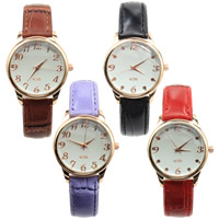Women Wrist Watch, PU Leather, with Glass & Zinc Alloy, plated 41mm Approx 9 Inch 