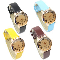 Women Wrist Watch, PU Leather, with Glass & Zinc Alloy, plated 32mm Approx 9.3 Inch 