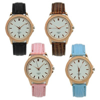 Women Wrist Watch, PU Leather, with Glass & Zinc Alloy, plated Approx 9 Inch 