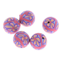 Round Polymer Clay Beads & with flower pattern 