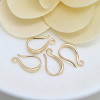 Brass Hook Earwire, 24K gold plated, with loop Approx 1mm 