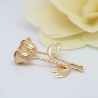 Brass Flower Pendants, Rose, 24K gold plated Approx 1mm [