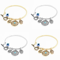 Evil Eye Jewelry Bracelet, Zinc Alloy, with Resin, Hamsa, plated, charm bracelet & Islamic jewelry & evil eye pattern lead & cadmium free, 65mm, Inner Approx 60mm Approx 7 Inch 