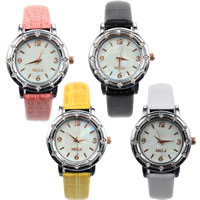 Women Wrist Watch, PU Leather, with Glass & Zinc Alloy, plated, with rhinestone nickel, lead & cadmium free, 31mm Approx 9 Inch 