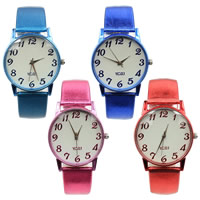 Women Wrist Watch, PU Leather, with Glass & Zinc Alloy, electrophoresis nickel, lead & cadmium free, 38mm Approx 9 Inch 