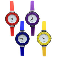 Women Wrist Watch, Silicone, with Glass & Zinc Alloy, platinum color plated 29mm Approx 9 Inch 