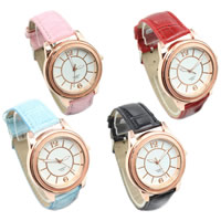 Women Wrist Watch, PU Leather, with Glass & Zinc Alloy, plated 42mm Approx 9.4 Inch 