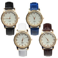 Women Wrist Watch, PU Leather, with Glass & Zinc Alloy, plated, with rhinestone 40mm Approx 9 Inch 