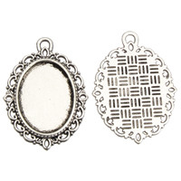 Zinc Alloy Pendant Cabochon Setting, Flat Oval, antique silver color plated, lead & cadmium free Approx 2mm, Inner Approx 