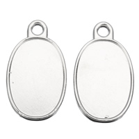 Zinc Alloy Pendant Cabochon Setting, Flat Oval, platinum color plated, lead & cadmium free Approx 2mm, Inner Approx 