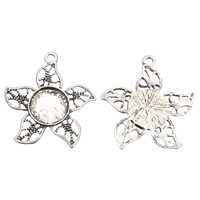Zinc Alloy Pendant Cabochon Setting, Flower, antique silver color plated, lead & cadmium free Approx 2mm, Inner Approx 12mm 