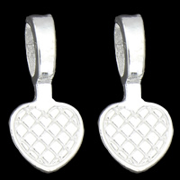 Zinc Alloy Glue on Bail, Heart, silver color plated, lead & cadmium free Approx 
