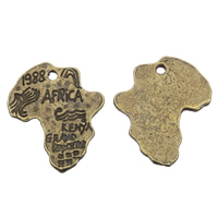 Zinc Alloy Jewelry Pendants, Map, antique bronze color plated, lead & cadmium free Approx 1mm 