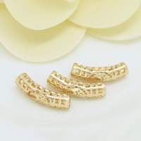 Brass Curved Tube Beads, 24K gold plated, hollow Approx 2.7mm 