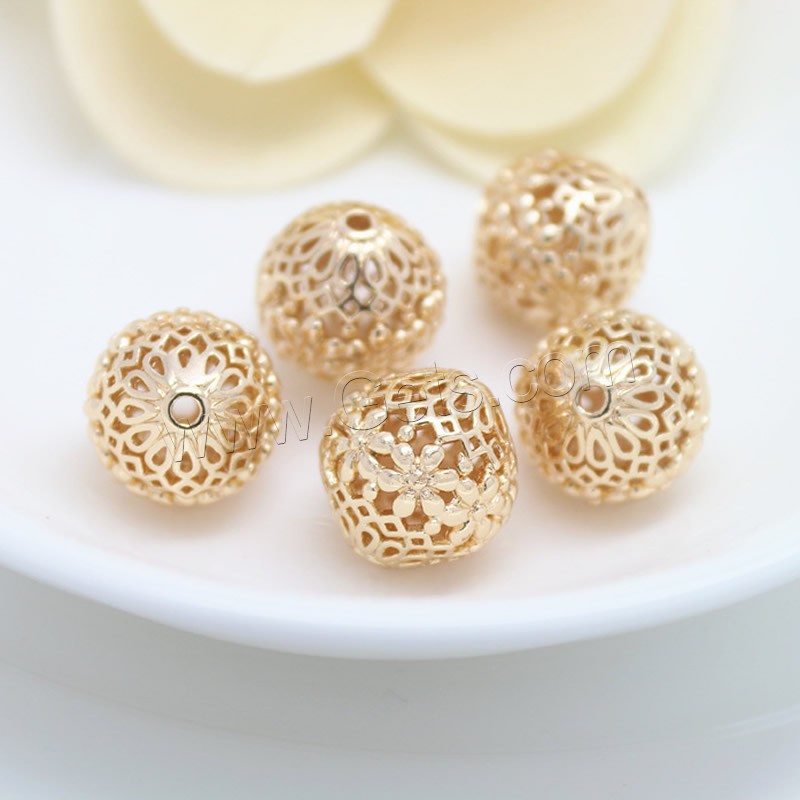 Hollow Brass Beads, Drum, 24K gold plated, different size for choice, Hole:Approx 2mm, Sold By PC