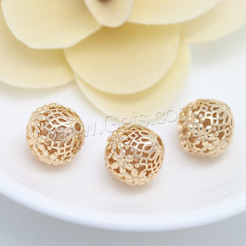 Hollow Brass Beads, Drum, 24K gold plated, different size for choice, Hole:Approx 2mm, Sold By PC