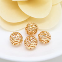 Hollow Brass Beads, Round, 24K gold plated, 10mm Approx 1.3mm 