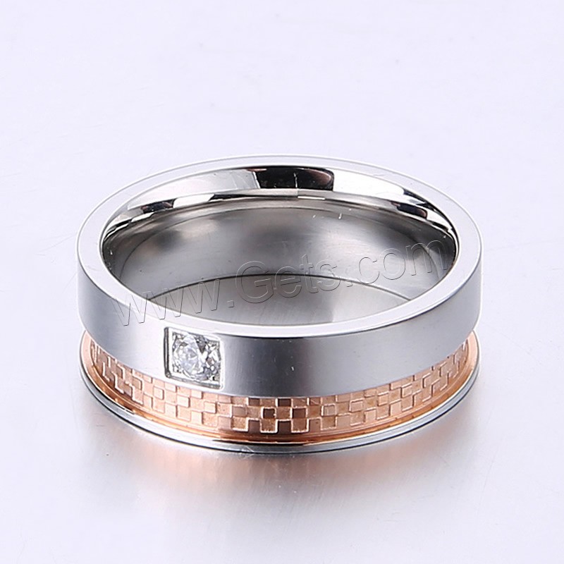 Titanium Steel Finger Ring, plated, different size for choice & with rhinestone & two tone, Sold By PC