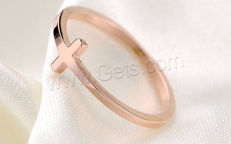 Титан Сталь палец кольцо, титан, Kресты, плакированный цветом розового золота, разный размер для выбора, продается PC