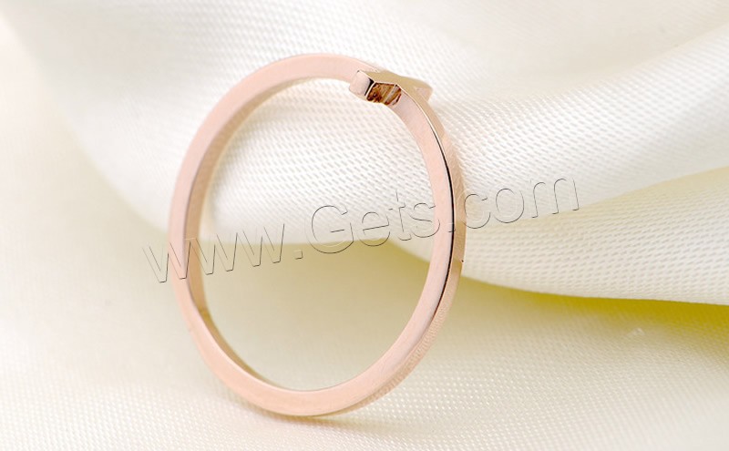 Anillo de dedo de acero Titanium de, Partículas de acero, Cruces, chapado en color rosa dorada, diverso tamaño para la opción, Vendido por UD