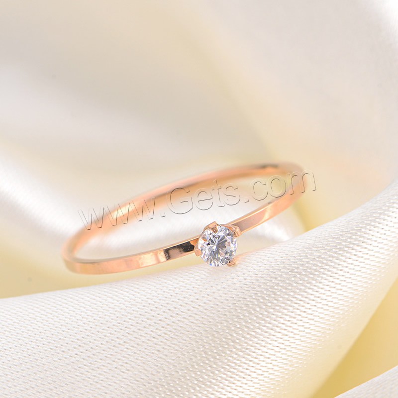 Anillo de dedo de acero Titanium de, Partículas de acero, chapado en color rosa dorada, diverso tamaño para la opción & con diamantes de imitación, Vendido por UD