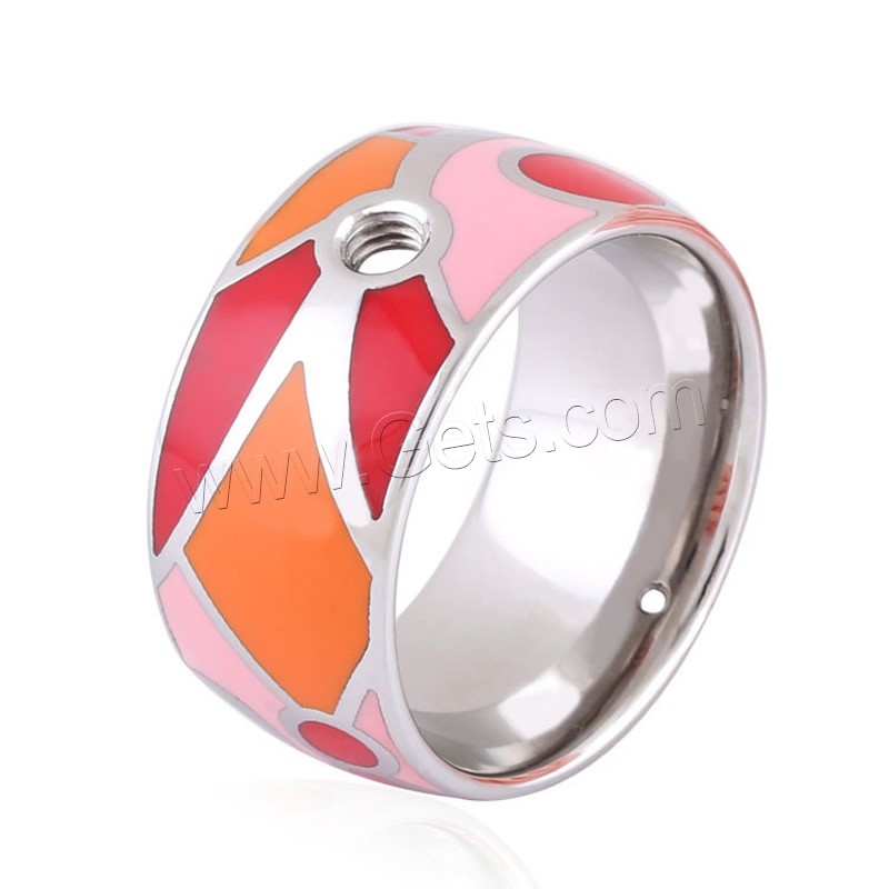 Titanium Steel Finger Ring, different size for choice & enamel, original color, Sold By PC