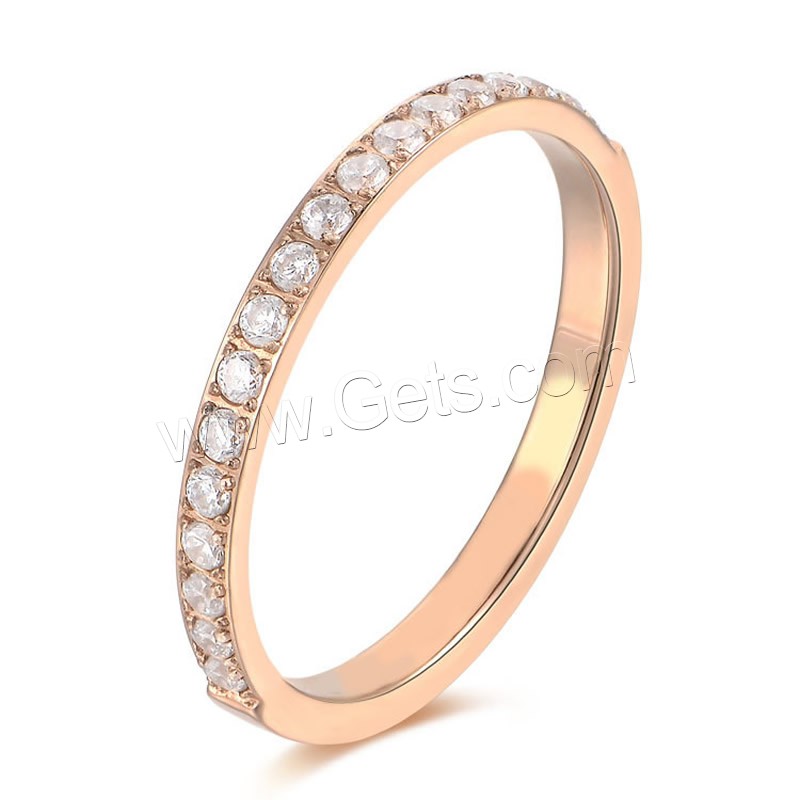 Титан Сталь палец кольцо, титан, плакированный цветом розового золота, разный размер для выбора & со стразами, продается PC