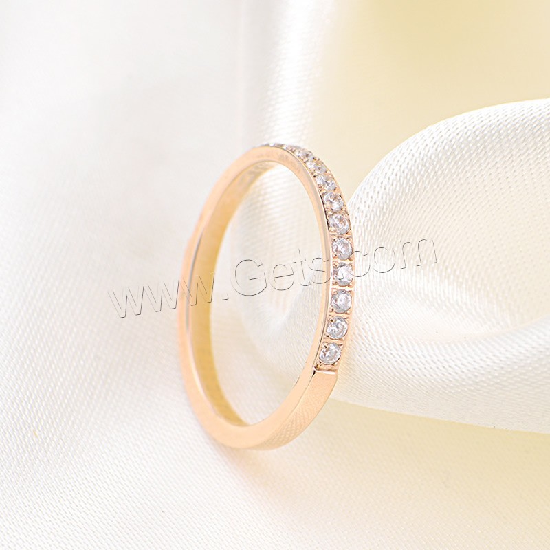 Титан Сталь палец кольцо, титан, плакированный цветом розового золота, разный размер для выбора & со стразами, продается PC