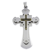 Нержавеющая сталь крест подвески, нержавеющая сталь, Kресты, Другое покрытие, со стразами отверстие:Приблизительно продается PC