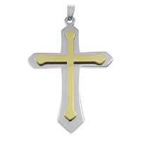 Stainless Steel Cross Pendants, plated, two tone Approx 