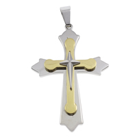Нержавеющая сталь крест подвески, нержавеющая сталь, Kресты, Другое покрытие, двухцветный отверстие:Приблизительно продается PC