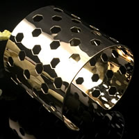 Железо браслет-манжеты, плакирован золотом, 60mm, внутренний диаметр:Приблизительно 63mm, длина:Приблизительно 7 дюймовый, продается PC