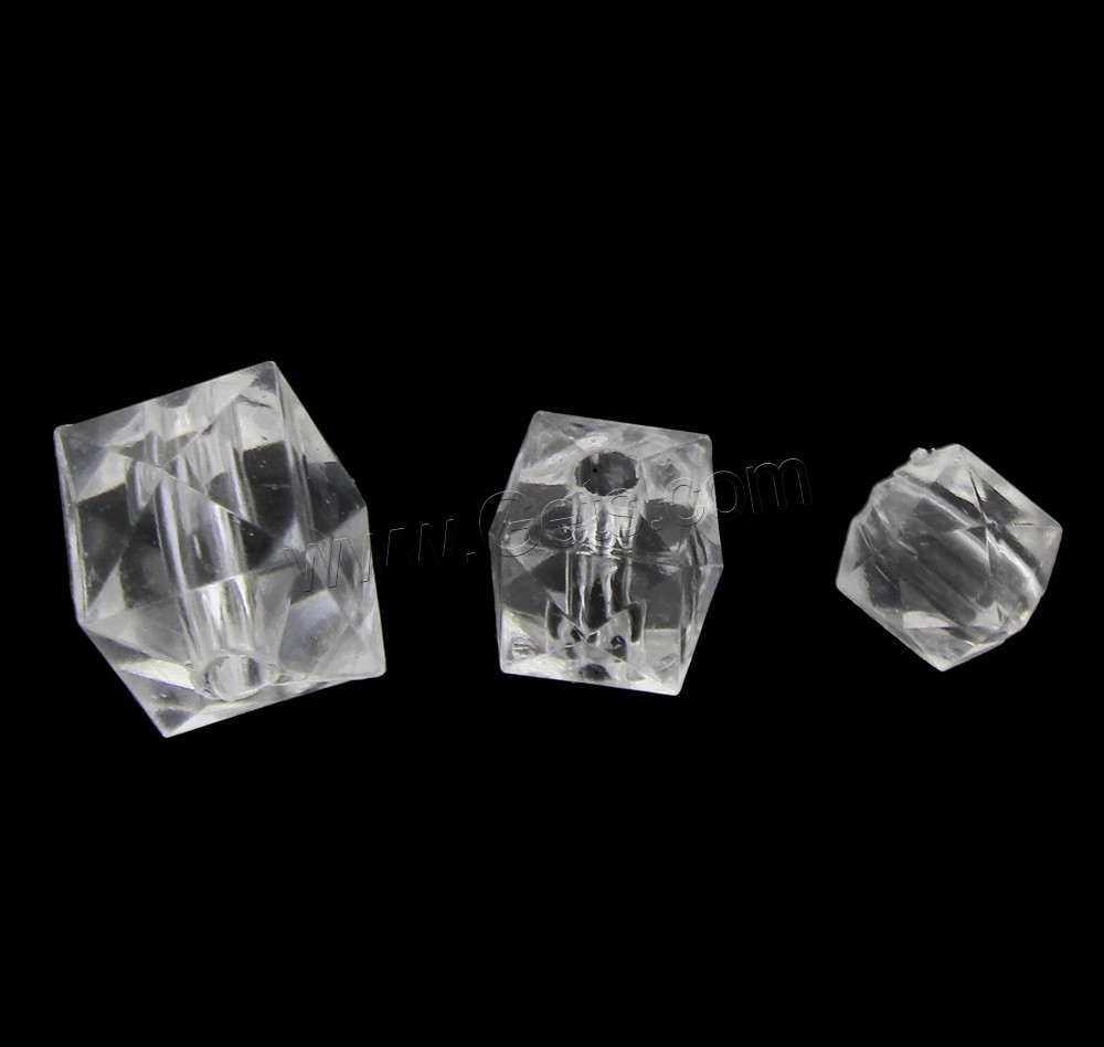 Transparent Acrylic Beads, Cube, different size for choice & faceted, Hole:Approx 1mm, Sold By Bag