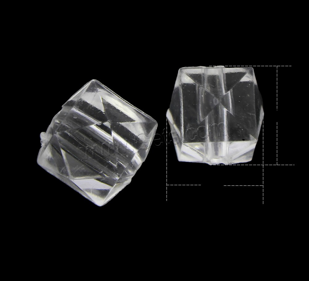Transparent Acrylic Beads, Cube, different size for choice & faceted, Hole:Approx 1mm, Sold By Bag