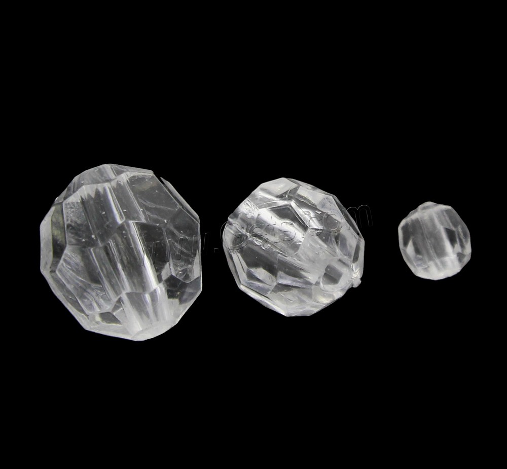 Transparent Acrylic Beads, Round, different size for choice & faceted, Sold By Bag