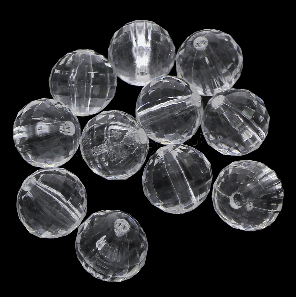 Perles acryliques transparentes, Acrylique, Rond, normes différentes pour le choix & facettes, Vendu par sac