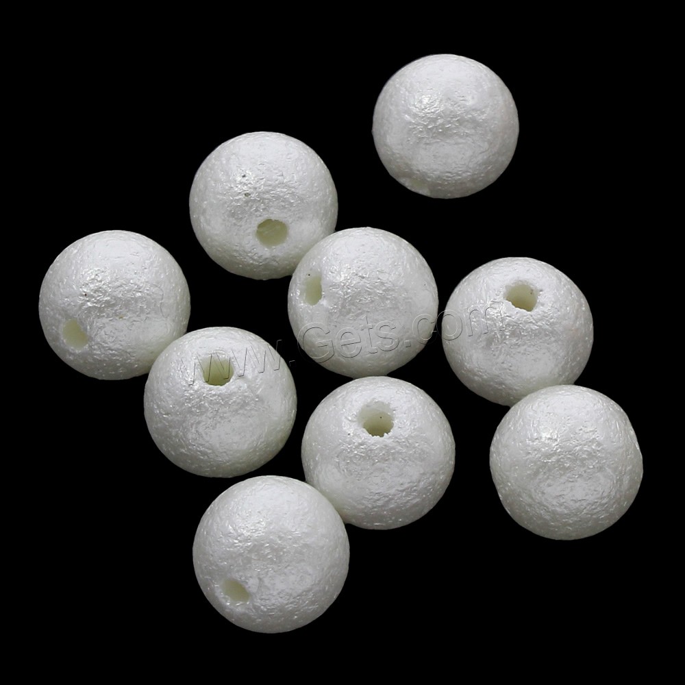 ABS perla de los granos de plástico, Perlas de plástico ABS, Esférico, diverso tamaño para la opción & pliegue, Blanco, agujero:aproximado 1mm, Vendido por Bolsa
