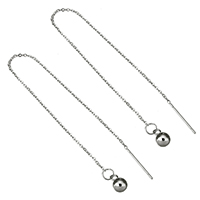 Stainless Steel Thread Through Earrings, Round, plated 1mm, 140mm 