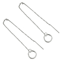 Stainless Steel Thread Through Earrings, Donut, plated 1mm, 135mm 