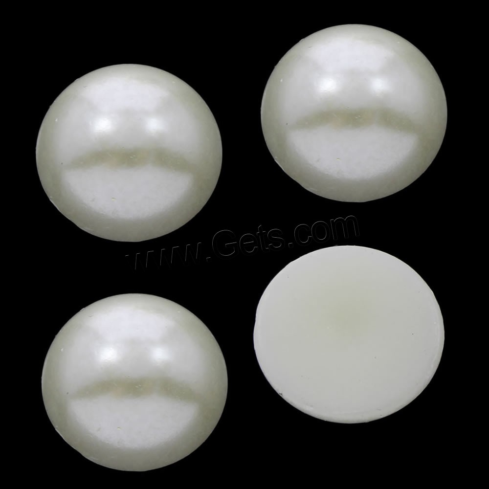 ABS plástico cabujón perla, Perlas de plástico ABS, Cúpula, diverso tamaño para la opción & espalda plana, Blanco, Vendido por Bolsa